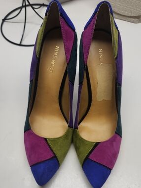 Nine West Multicolor Suede Patchwork Pointed-Toe Pumps SIZE 8